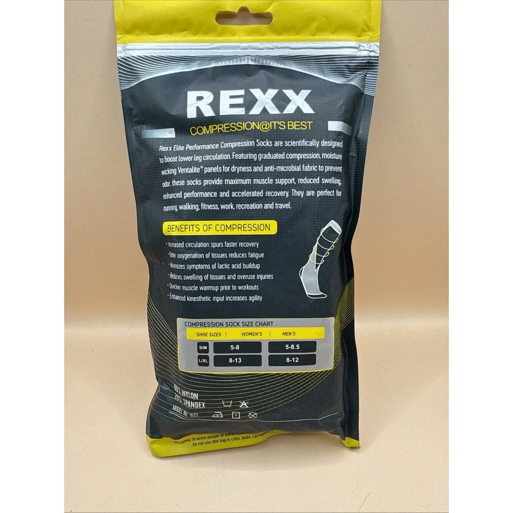 Compression Socks Rexx Women  Individually Packed Sock Size S/m Black/white